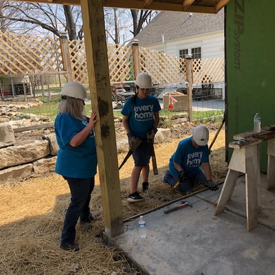 Farm Bureau volunteers working on the Build 28 porch
