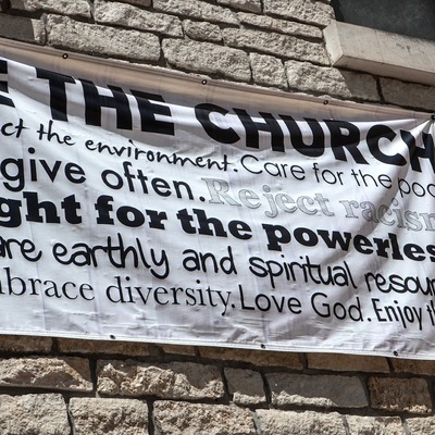 Visible reminders of our values adorn our historic building on Poyntz.