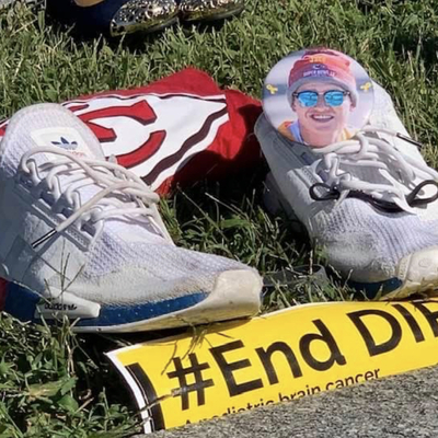 Jace represented at the Childhood Cancer memorial. 2800 pairs of shoes = lives lost yearly.
