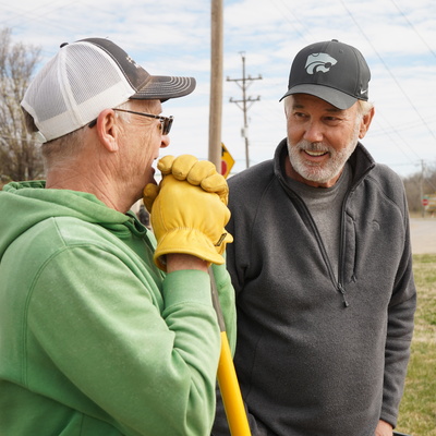 Volunteers chat while starting FHBB's garden
