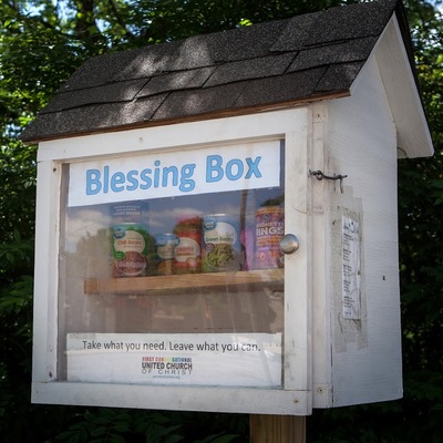 Our Blessing Box offers food and hygiene items to anyone in need. It is used every single day.